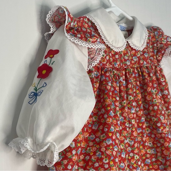 Vintage Baby Girl Prairie Cottage Core Dress Floral Lace 70s-80s ✔️Size - Picture 4 of 15